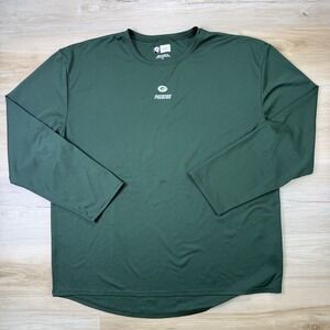 Vintage NFL Equipment Green Bay Packers Long Sleeve Shirt Mens XL Cover 2 Green